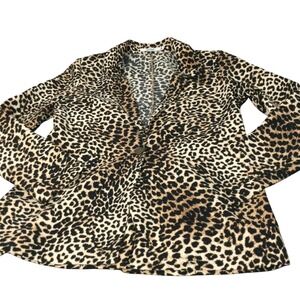 JUST FAB Leopard Print Blazer Jacket Women's Size M Single Button